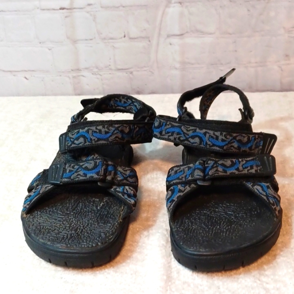 State Street ChunkyThick Strappy  Blue & Black Sandals Traction Soles New Sz 7